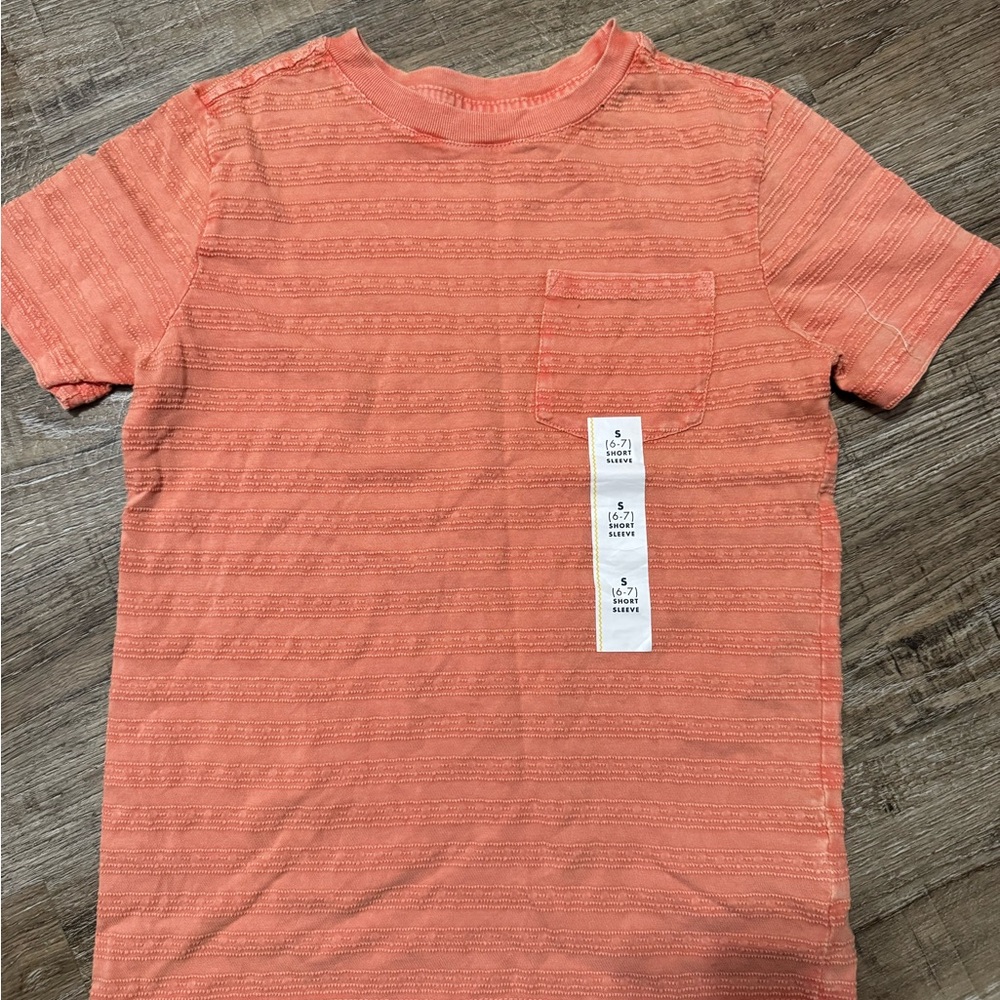 Cat & Jack Coral Short Sleeve Textured Tee with Pocket